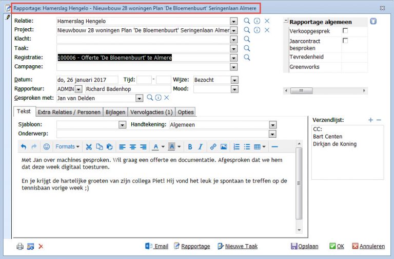 Rapportage – In2CRM